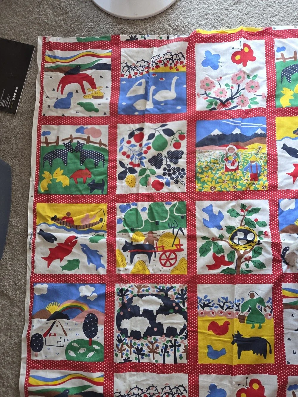 Vintage Spring Mills Farm Sewing Quilting Fake Quilt Cotton Fabric